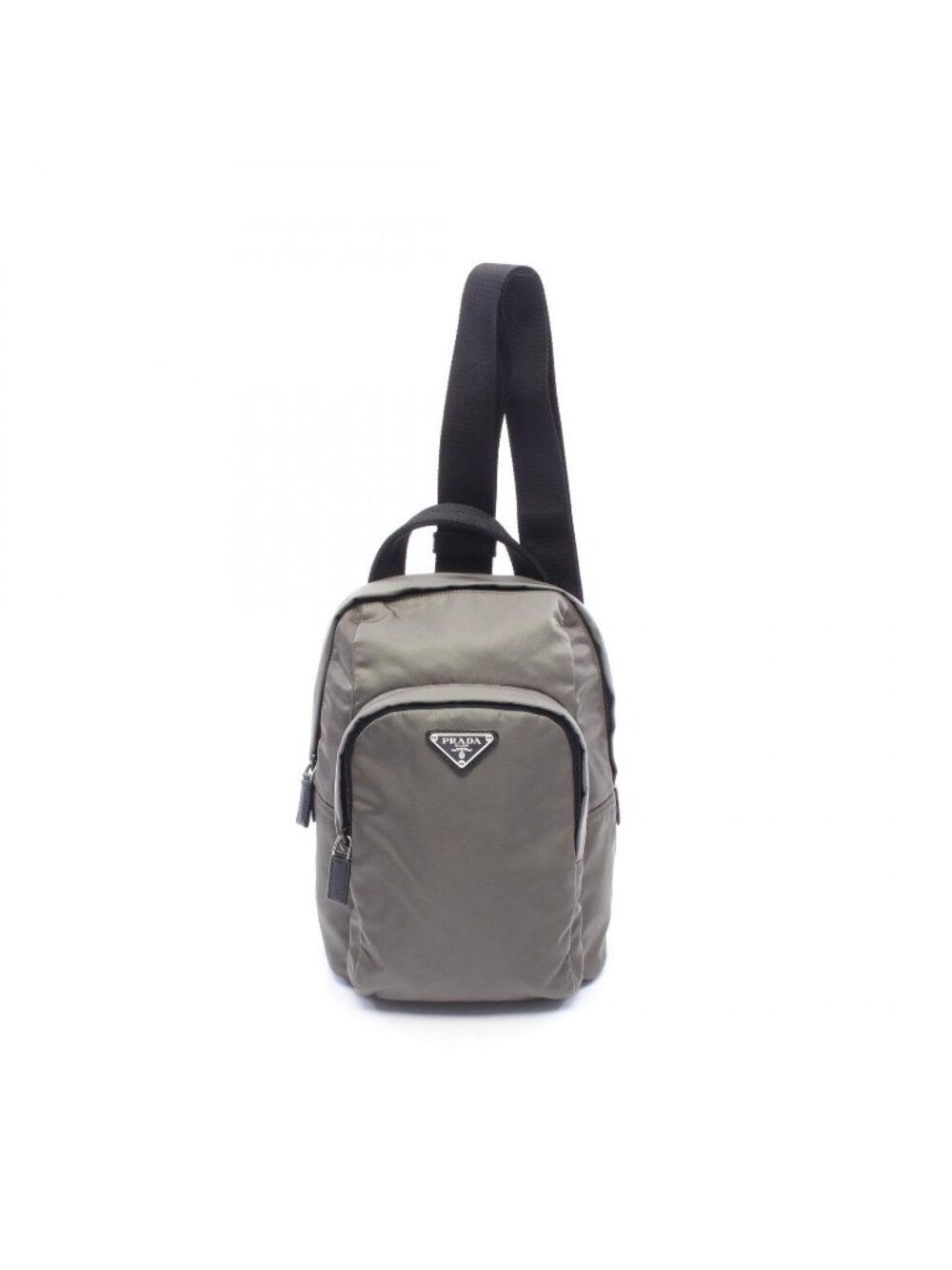 Prada Waist Bag Triangle Logo Khaki Black Nylon